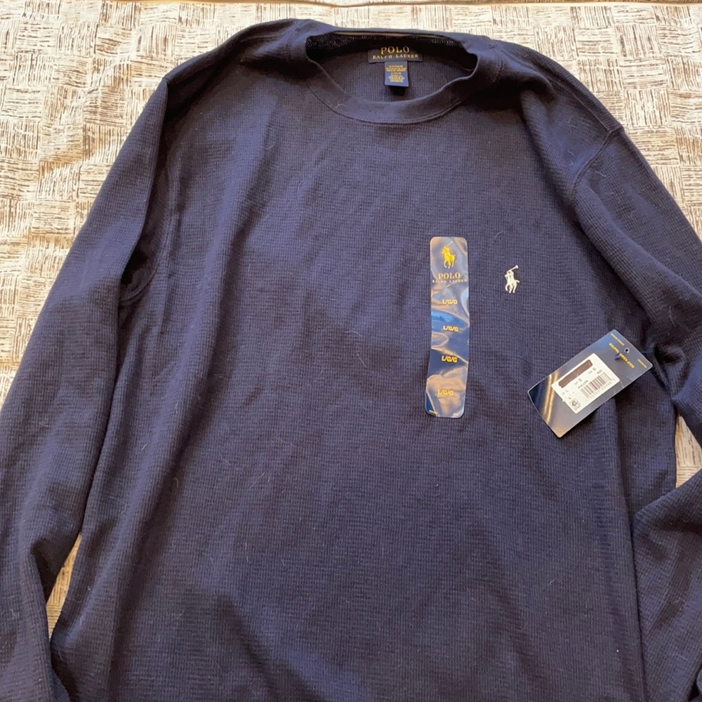 NWT Polo Ralph Lauren Navy Long Sleeve Waffle Top